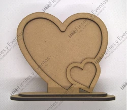 Portarretrato Corazones anidados, 10 x 11 cm en MDF